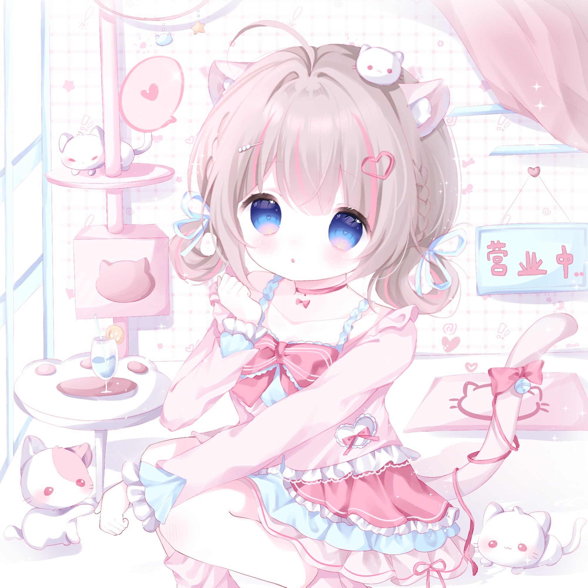 猫咖摸猫小妹（PSD文件）